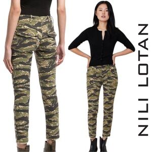 Nili Lotan Tiger Print Camo Jenna Pants Military Trouser Paris Shon Luna